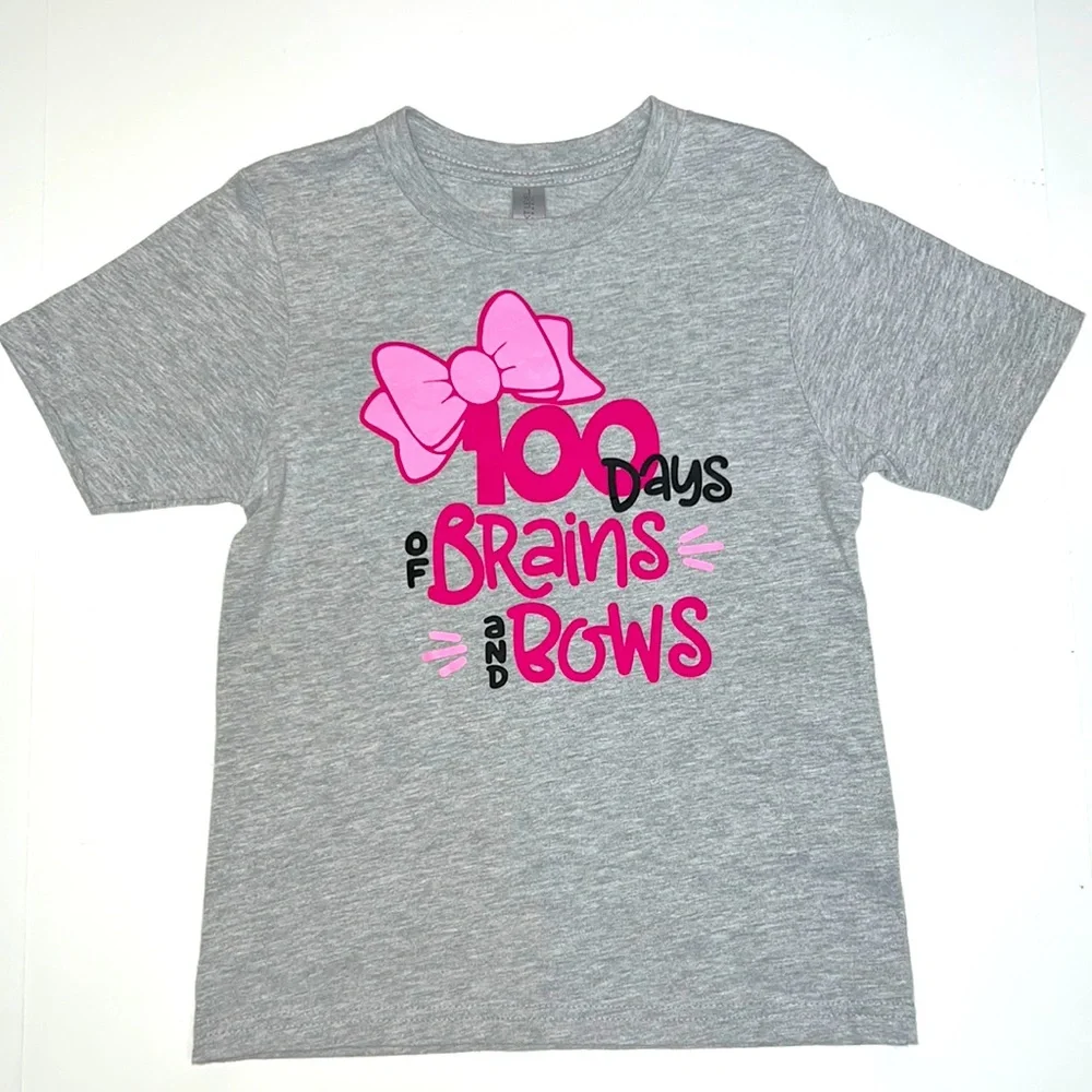 ❤️3/$25 (XS-4/5) 100th Day of School Tee 100 Days of Brains and Bows - Picture 8 of 11